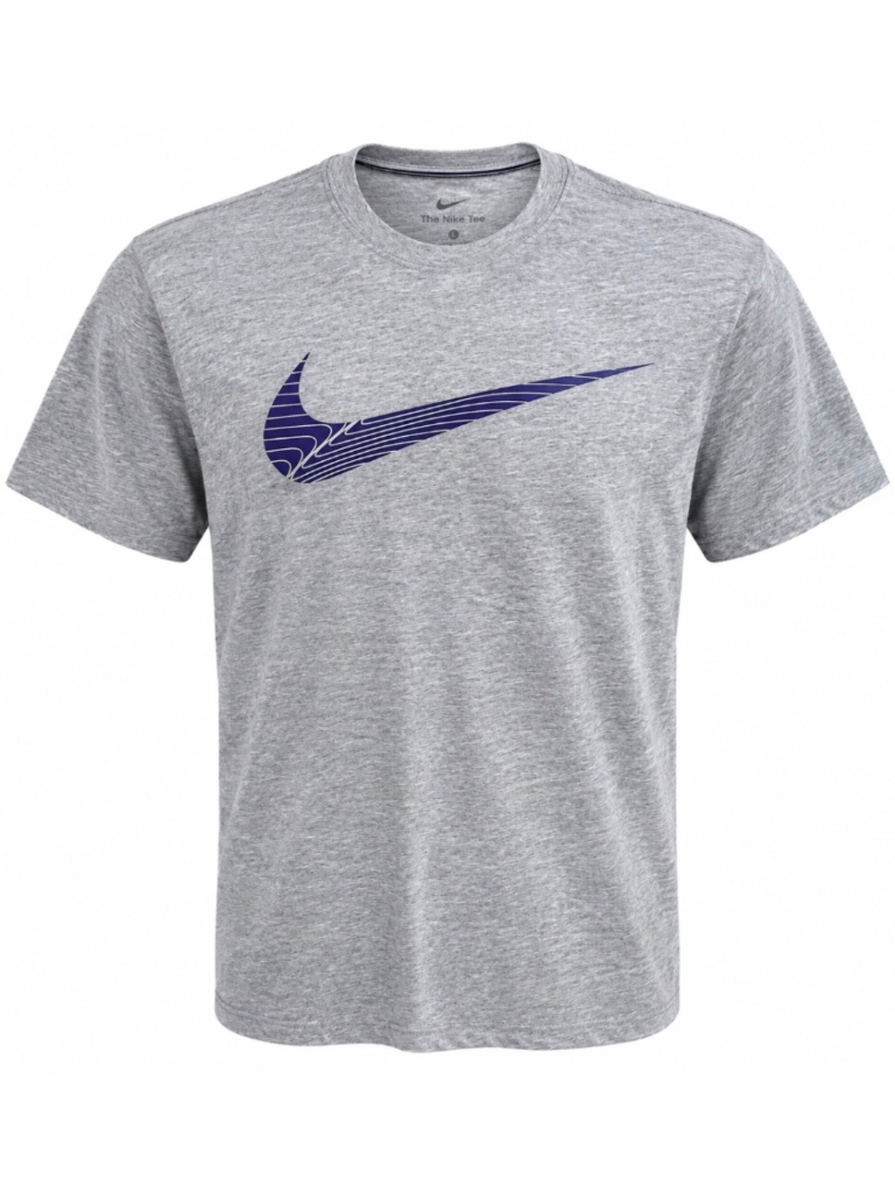 Nike Dri-FIT Training Tee T-Shirt Gray With Swoosh Logo Large L Men’s